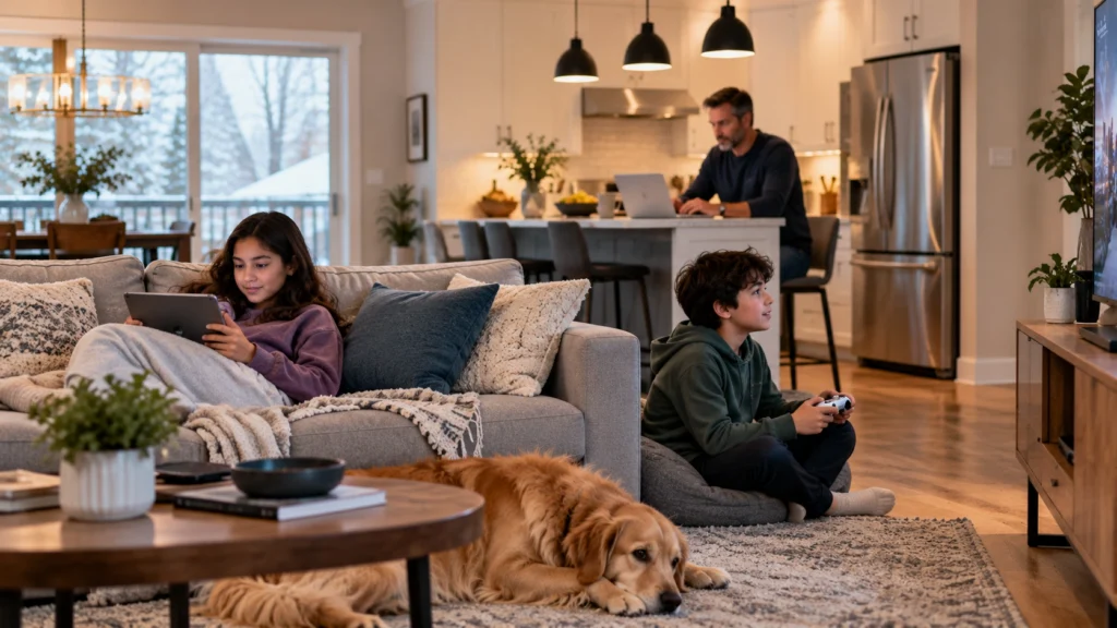 Cozy Open Plan Family Evening opt
